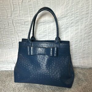Blue Ostrich Kate Spade Diehl City Large Tote with Bow